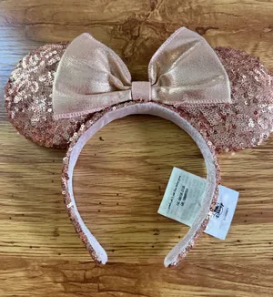 Disney‎ Rose Gold Sequin Minnie Mouse Ears Headband OS thumbnail 1