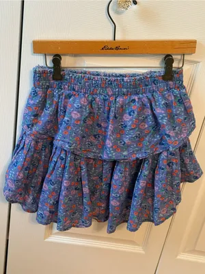 LoveShackFancy Ruffle Mini Skirt in Summer Blues thumbnail 3