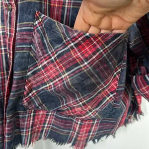 Zara plaid distressed button down shirt size medium thumbnail 4
