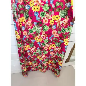 Anastassimo Maxi Dress Size M Pink Floral Print Gathered Neckline Vibrant thumbnail 7