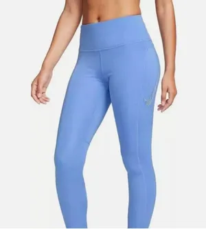 NWT Nike Fast Women's Blue 7/8 Pockets MR Running Leggings (FB4658-450) Sz -2X thumbnail 2