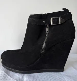 DV by Dolce Vita Black Suede Wedge Ankle Boots thumbnail 1