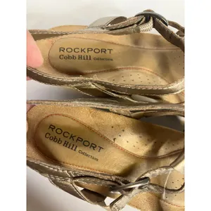 Rockport‎ Cobb Hill Sandals Womens 8 Gold Excellent Beaded Wedge Strappy Jewel thumbnail 7