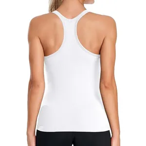 NWT ~ Women's White Ribbed Racerback Tank Top with Built In Bra ~ Ladies LARGE thumbnail 2
