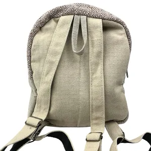 Women's Multicolor Handmade Pure Himalayan Hemp Hippie School Travel Backpack thumbnail 3