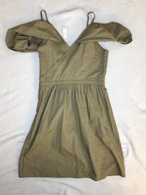 New MADEWELL Khaki Tan Green Off-The-Shoulder Tank Strap Midi Dress Size 0 thumbnail 4