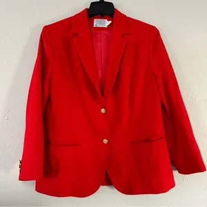 Pendleton Virgin Wool Red Blazer Jacket Holiday Christmas Formal Large Medium thumbnail 1