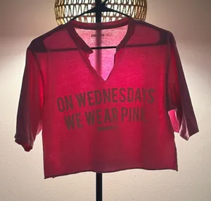 Mean Girls 'On Wednesdays We Wear Pink' Pink Cropped Tee thumbnail 1