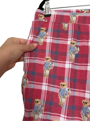 POLO RALPH LAUREN Plaid Red Bear Pajama Jogger Pants Sz L thumbnail 3