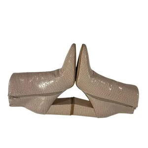 Express Crocodile Taupe Embossed Ankle Boots Booties High Block Heel Women 8 thumbnail 6