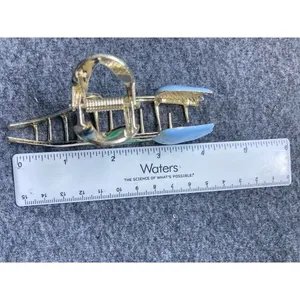 Gold Tone Blue Tulip Flower Claw Clip‎ Hair Accessory Women thumbnail 3