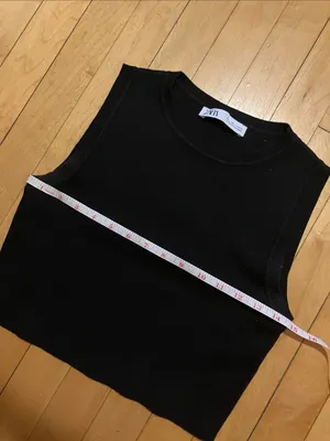 Zara Cropped Black Knit Tank Top Size Large thumbnail 5