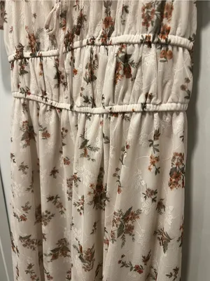 Blu Pepper Cream Floral Puff-Sleeve Milk Maid Midi Dress thumbnail 3