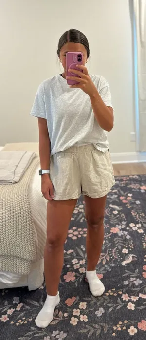 Reformation Cream Lightweight Shorts thumbnail 1