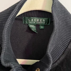 LAUREN Ralph Lauren Velour Bomber Jacket Crest Gold‎ Button Black Size M thumbnail 4