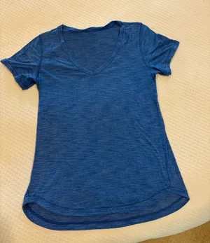 Lululemon V-Neck Short Sleeve Top - Blue thumbnail 1