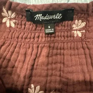Madewell Embroidered Lightspun Peplum Open Back Top Women Small thumbnail 5