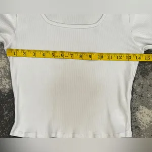 Fabletics Daily white ribbed long-sleeve square-neck crop top Size XL thumbnail 7