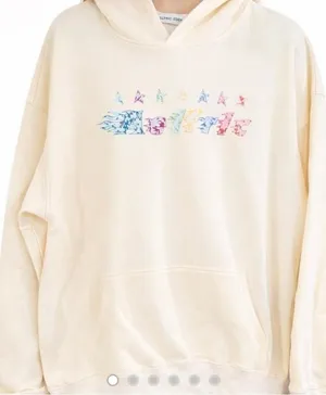 Aelfric Eden Cream Star Embroidery Graffiti Pullover Hoodie Size M thumbnail 1