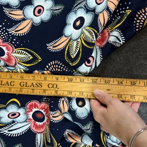 LOFT Floral Wide Leg Crop Pants Navy Blue Pink Yellow Rayon Size 10 NWT thumbnail 6