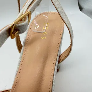 White Glitter Block Heel Sandals with Oversized Tulle Bow Ankle Strap Size 9.5 thumbnail 7