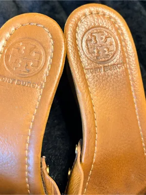 Tory Burch Cognac Leather Logo Slide Mules thumbnail 2