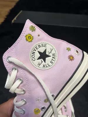 CONVERSE Ctas Hi top pink floral embroidered lace up shoes sneakers sz 8.5 new thumbnail 6