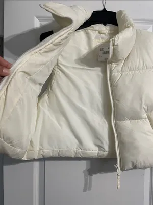 NEW! Cropped American Eagle Cream Puffer Vest Size XL NWT thumbnail 10