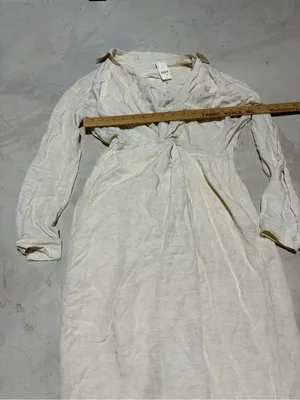 Anthropologie NWT Light Cream Long Sleeve Twist Front Midi Dress 0 MSRP$170 thumbnail 3