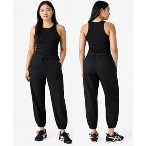 Levi's Womens Essential Joggers Size L Black Meteorite Mid Rise Tapered Stretch thumbnail 2