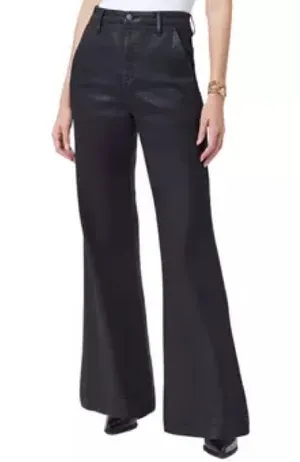 Sam Edelman Women's Bay Flare Trouser Jeans black Shiny gloss size 29 thumbnail 1