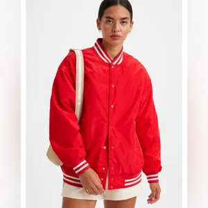 Levi’s Gold Tab Redwood Tech Baseball Jacket Women’s XL Oversized Red‎ Bomber thumbnail 3