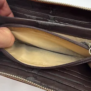 Coach Signature C Zip Around Brown Coated Canvas Wallet thumbnail 8