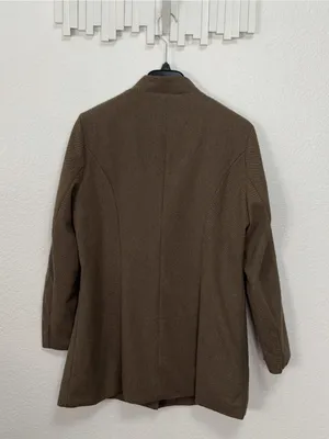 FME Brown Longline Blazer Gold Button Tailored Jacket Minimalist Quiet Luxury thumbnail 7