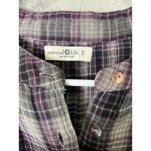 Natural Life Plaid Peplum Blouse Soft Grunge Cottagecore Indie Boho Small Cotton thumbnail 4