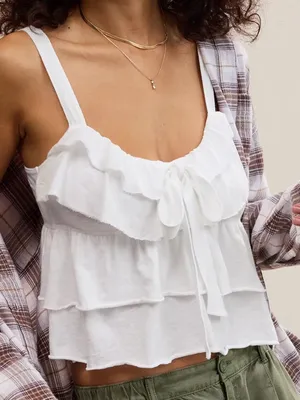 Aerie Ruffle Tank Top | White thumbnail 1