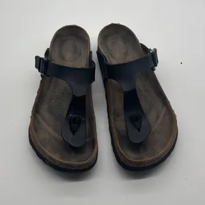 Birkenstock Gizeh Black Birko-Flor Thong Sandals Women 38 L7 M5 Made in Germany thumbnail 2