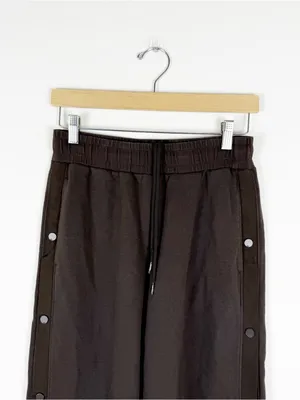 ALO Yoga Courtside tearaway snap pants espresso brown wide leg sweatpants thumbnail 5