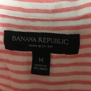 Banana Republic Pink White Striped Button Down Shirt Women’s Size M | Quinn Boy thumbnail 3