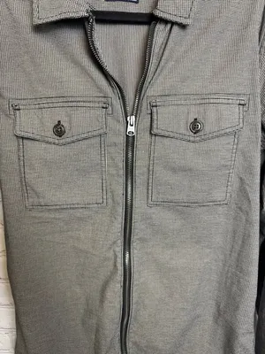 Abercrombie & Fitch full zip lightweight unisex jacket Small grey black retro thumbnail 5
