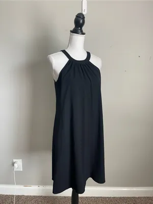 CALVIN KLEIN Black Halter Swing Dress Sz 6 thumbnail 3