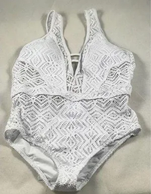 MD White Crochet Floral Swimsuit thumbnail 1