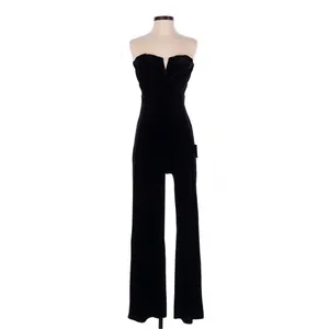 Lulus Moody at Midnight Black Velvet Notched Strapless Jumpsuit Small Party thumbnail 2