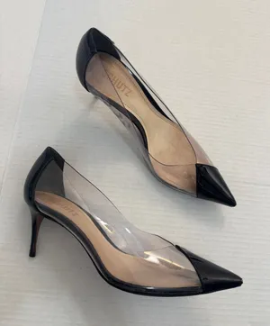 Schutz Black Patent Leather Illusion Pointed Toe Heels Womens 8.5 Classic Dressy thumbnail 1