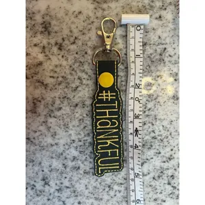 Thankful‎ Embroidered Black Gold Keychain Faux Leather New No Tags thumbnail 3