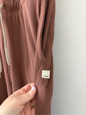 Vuori Mudra Square Neck Wide Leg Ribbed Casual Cozy Jumpsuit Chestnut Brown S thumbnail 6