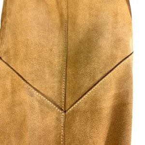 Y2K DKNY Tan Suede Leather Flared Pants Slit Trousers Fall Streetwear Retro thumbnail 2