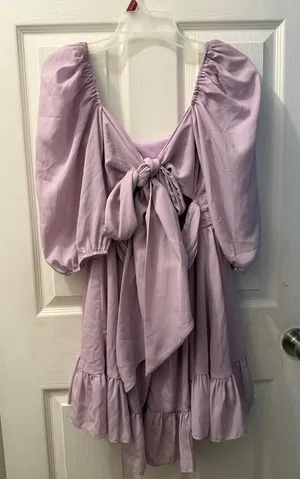 Lucy in the Sky Lilac Puff-Sleeve Mini Dress thumbnail 1
