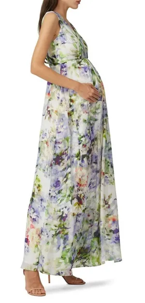 Luxe RTR Seraphine Felicity Maternity Maxi sz6 watercolor long printed sleeveless thumbnail 1