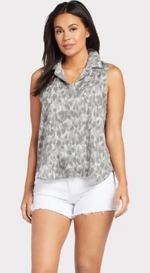 Anthropologie Cloth & Stone Gray Leopard Sleeveless Top thumbnail 1